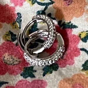 Small Silver CZ Pave Huggie Hoops
